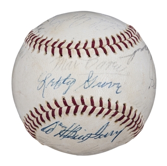 Baseball Hall of Famers Multi Signed OAL Cronin Baseball with 10 Signatures Including Foxx, Appling & Manush (PSA/DNA)